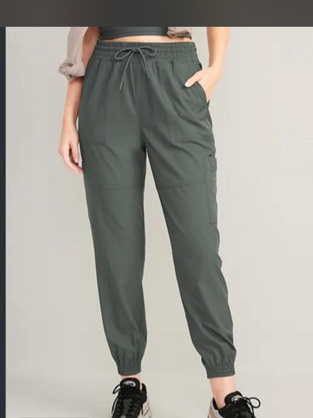 Women's Olive Drawstring Cargo Jogger Pants